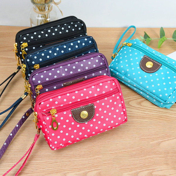 7PCS / LOT Women Purse Simple Coin Bag Girls Cute Kawaii Key Money Dot Bags Ladies Zero Wallet Wholesale Random Delivery