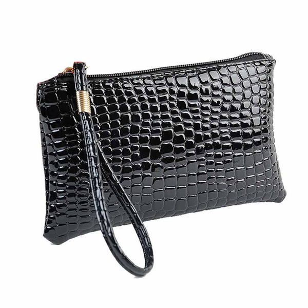 Wholesale- 2016 New Fahion Handbag Womens Crocodile PU Leather Clutch Handbag Bag Coin Purse Crocodile purse Clutch