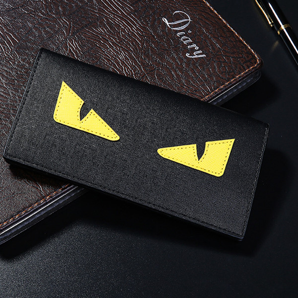 2019 men fashion high quality leather wallet PU leather designer little monster card bag European style pocket bag