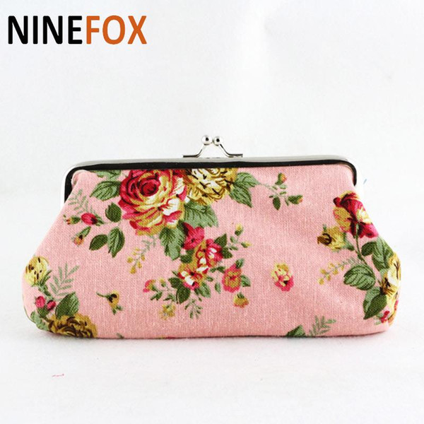 Wholesale- 5 colors Rose print change bag/wallet women fashion casual wallets purse female 100% brand new free shipping B1008W