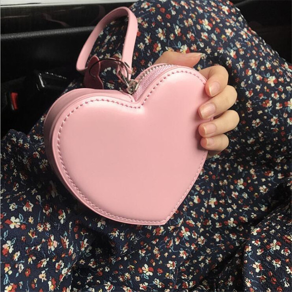 Korean Version Pink Coin Purse Small Fresh Love Heart Shape Mini Wallet Women Cash Organizer Fashion Clutch Bag Cute Student