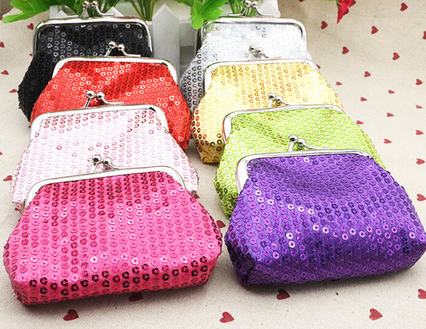 12pcs/lot fashion silvery mini women girl paillette Coin purse money wallet burse coin purse 8 colors for choosing