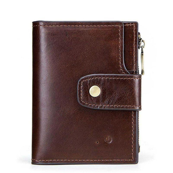 Men's High-end Coffee Leather Wallet Smart Bluetooth Anti-Lost Anti-Theft Multifunctional Mobile Phone Bag With Key Photo Pocket