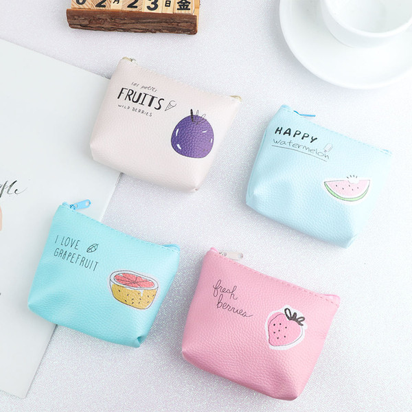 Sweet Cartoon Style Wallet Women Fruit Design Small Purse PU Leather Wallet Girl Zipper Children's Coin Purse