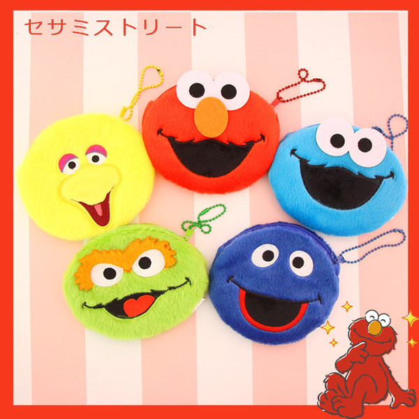 Cartoon Cute Sesame Street Elmo Moppy Plush Bag Coin Purse Bags Sesame Street Children Change Wallet Card Bag for Kids Gifts