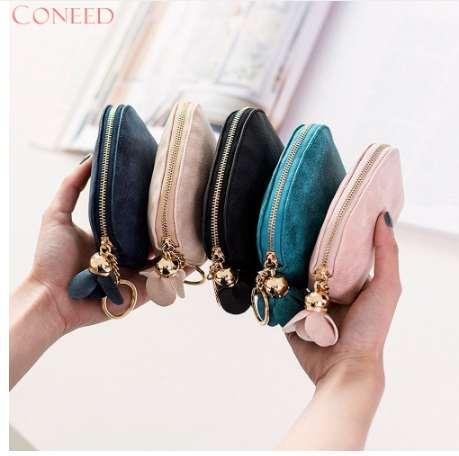 CONEED Women Leather Small Mini Wallet Holder Zip Coin Purse Clutch Handbag J3W20x