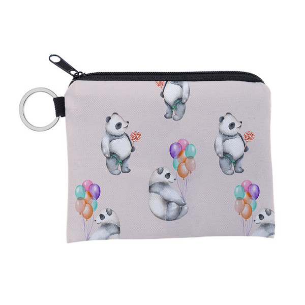 Simple panda cartoon creative printed coin purse waterproof storage bag portable coin headset bag key case ladies handbag