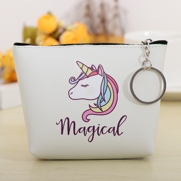 Cute Girls Unicorn Coin Purse Kids Mini PU Wallet Holder Cartoon Pattern Zipper Coin Pouch Students Gift 2018 New