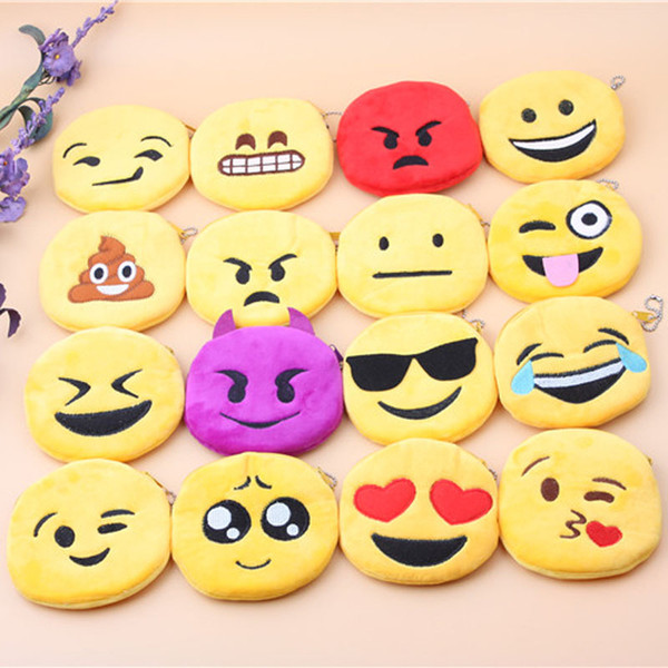 Emoji Coin Purses Cute Expressions Coin Bags Plush Pendant Womens Girls Creative Chirstmas Gifts Kids free shipping