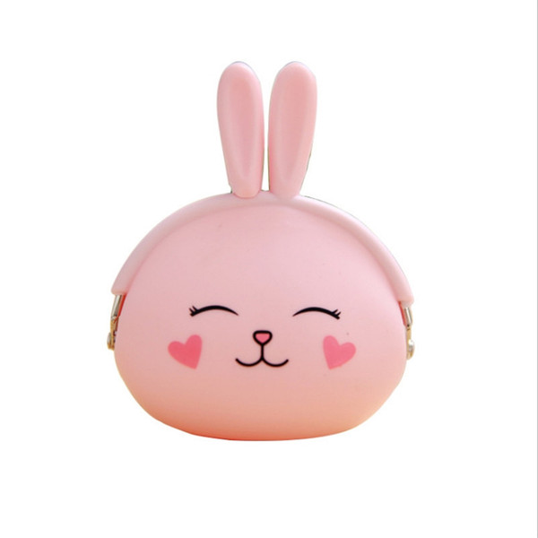 Mini Rabbit Wallet Cute Cartoon Organizer Short Purses Female Coin Purse Candy Color Printed Key Case Waterproof Small Clutch Money Bag