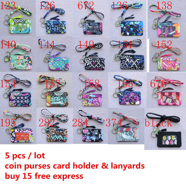 New whith tags Zip ID Case with Lanyard cotton coin purses small wallet