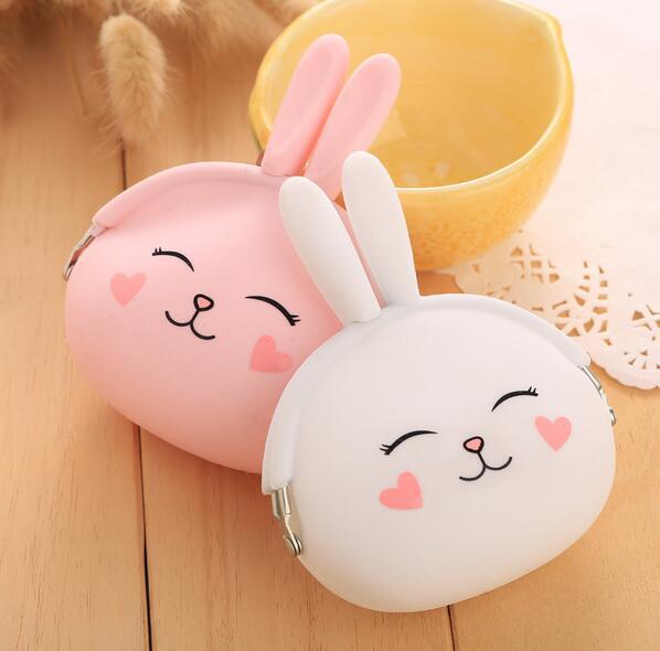 New Fashion Coin Purse Lovely Kawaii Cartoon Rabbit Pouch Women Girls Small Wallet Soft Silicone Coin Bag Kid Gift