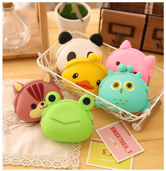 1000pcs Hot Selling Cute Mini key Wallet bag Women Silicone Coin Purse Japanese Candy Color lovely Animals Jelly Silicone Coin bag Free DHL