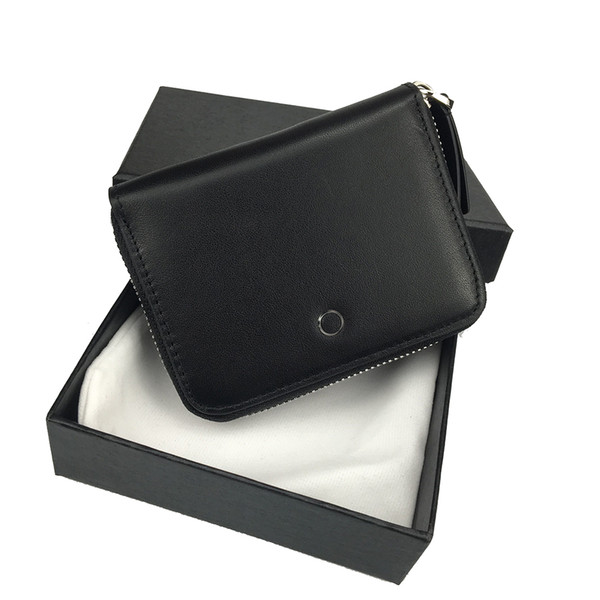 Monedero clásico de cuero negro con mejores ventas para hombres, bolso con cremallera, billetera, billetera, monedero, tarjetero fino