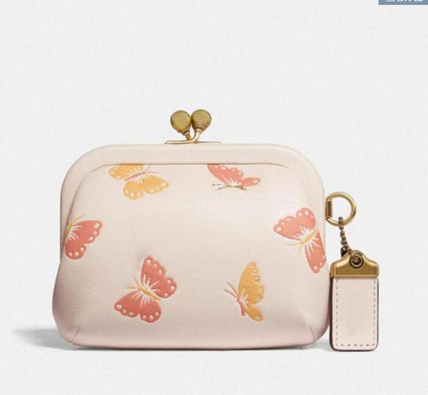 new fashion luxury designer lock kiss coin bag solid color printing cute clutch metal buckle pendant jewelry ladies wallet0d89#