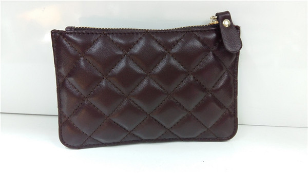 Hot sell small zipper pouch zero purse casual mini wallet vogue diamond lattice style Sheepskin clutch coin bag women or men free shipping