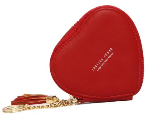 Chic Women's Heart Shape Wallet Leather Mini Zip Coin Wallet with Fringe Clutch Bag Coin Leather Wallet Ms. 2019
