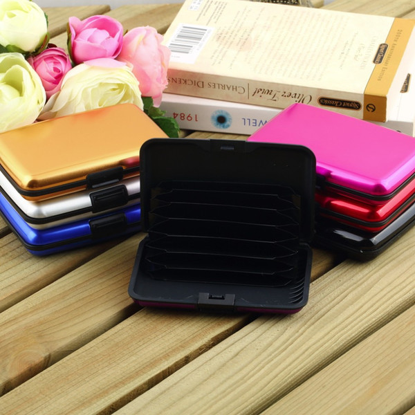 Free Shipping Waterproof Business ID Credit Card Holder Wallet Pocket Case Aluminum Metal Shiny Side Anti RFID scan Cover