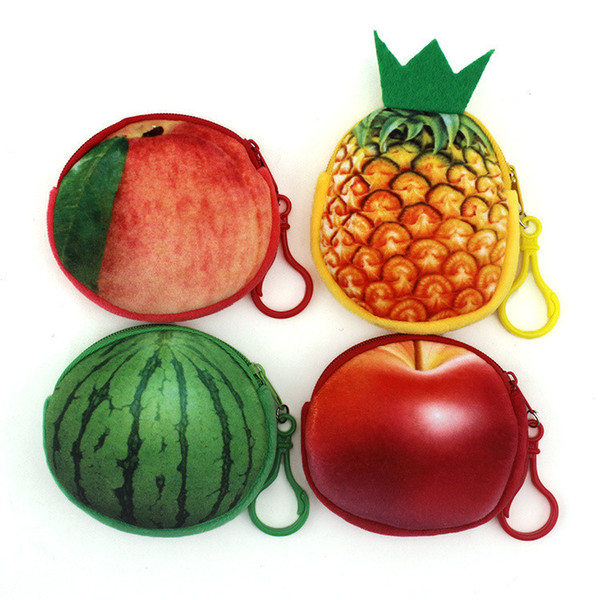 Hot sale high quality 3D simulation fruit coin purse plush zero wallet lovely coin bag T3D0157