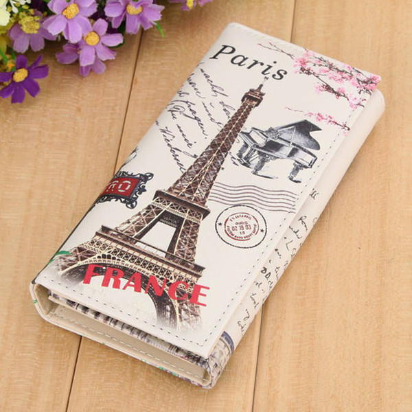 Paris Tower Pattern Women Wallets Id Cards Holder Lady Purses Handbags Coin Purse Long Clutch Moneybags Girls Wallet Burse Bags