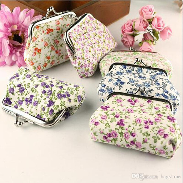 High Quality Women Fashion Wave Stripe Coin Buckle Purse Small Floral Lovely Girl Coins Purse Wallet