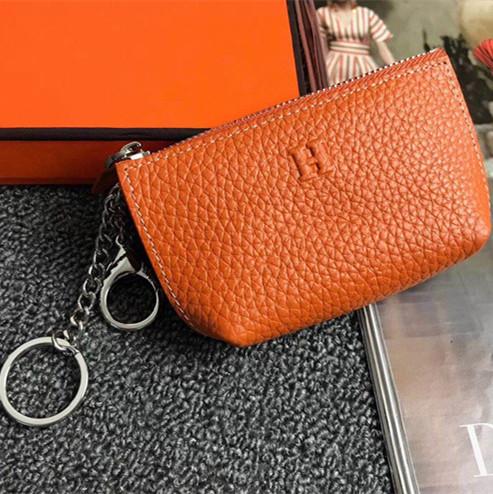 Unisex Slim Zipper Coin Wallet Leather Fashion Design Men & Women Letter Key Chain Holder Ladies' bags Accessories Coin Purses With Box