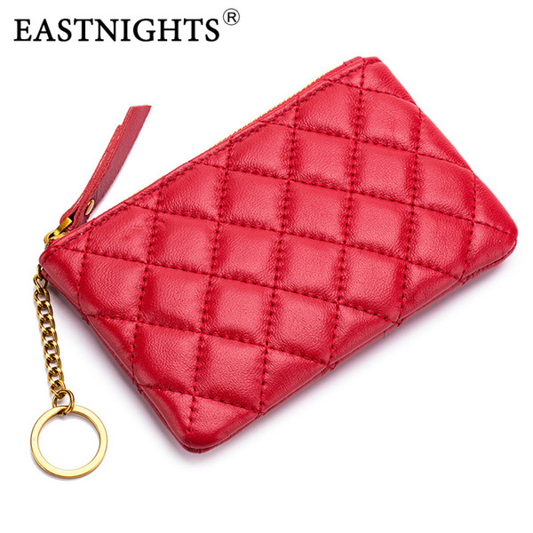 sheepskin genuine leather coin purse women fashion zipper mini rubber change money bag female holder with key ring