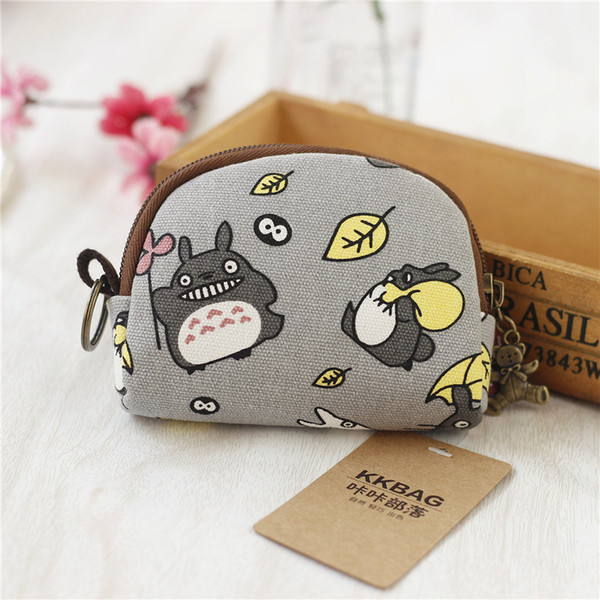 Abaddon Totoro Wallet canvas Small Pouch Cute Coin Purse for Girl Wallet Children Mini Storage Bag