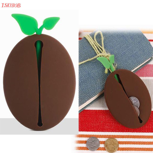 Novelty Silicone Coffee Bean Shape Keyring Key Bag Purse Pouch Holder Xmas Gifts