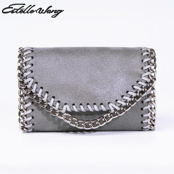 Estelle Wang Purse Import Pvc Leather Mini Coins Zero Wallets Bags Women's Cute Small Chain Change Money Wrist Bags Pocket Pouch