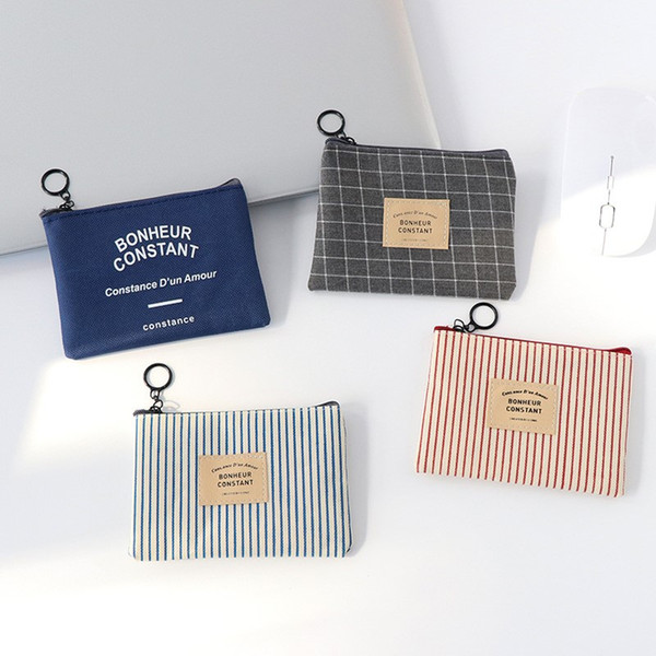 1PC Unisex Canvas Purse Card Key Mini Purse Pouch Canvas Bag Small Zipper Coin Card Holder Wallet 4 Colors Available New