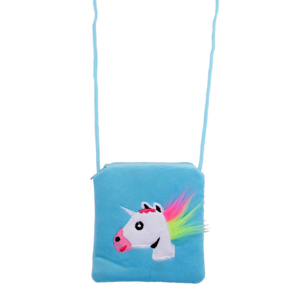 Unicorn Kids Coin Purse Cute Cartoon Messenger Bag Children Baby Zipper Pouch With Rope Cosmetic Bag Infantil Snack Bag Furry Pocket