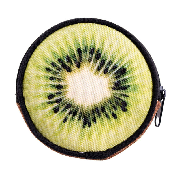 Funny Stylish Cute KIWI Pattern Round Shape Coin Purse Multi-function Key Pack Card Coin Bag Wallet