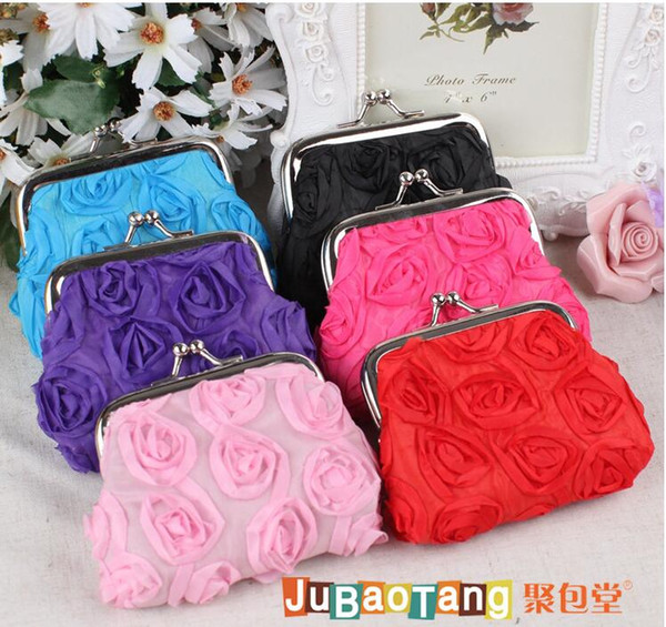 Hot sale women high quality lor stereo rose flower monkey Wallet ladies Mini Cosmetic Bag Key Case Coin Case Purse clutch bag by001