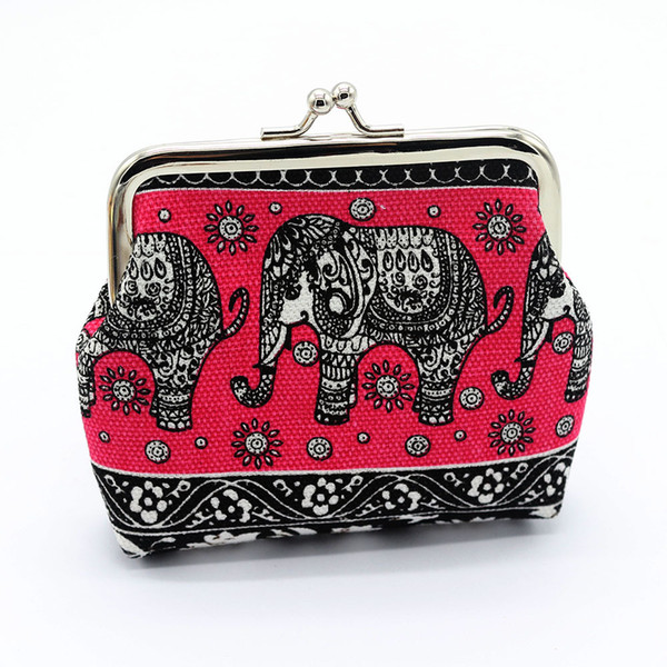 Elephant Pattern Wallet Portable Cartoon Zipper Purse Coin Storage Bag Student Gifts For Multi Color