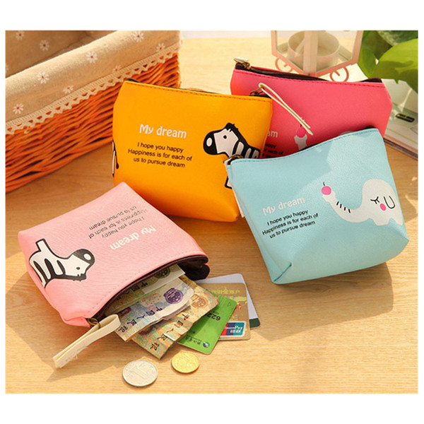 New Fashion Creative Cartoon Cute Mini Coin Purse Wallet Bank Credit Case Bag Card Package Key Bags Animal Storage Pouch