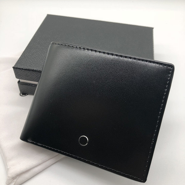 Luxury leather wallet short clip MB card artificial craft craft brand designer card case MT business card holder photo frame dust bag box