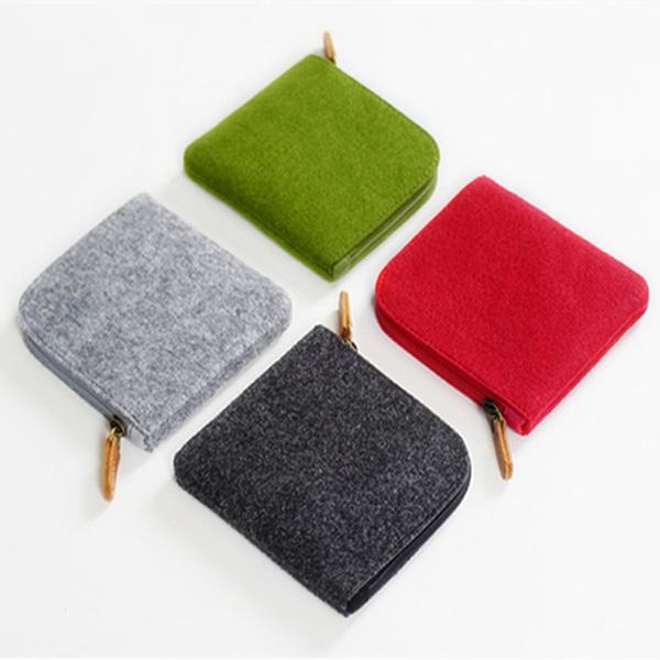 Fashion Felt Coin Purse Zipper Lady Kids Coin Pouch Change Card Holder Small Wallet Handmade Felt Case Pocket Wholesale