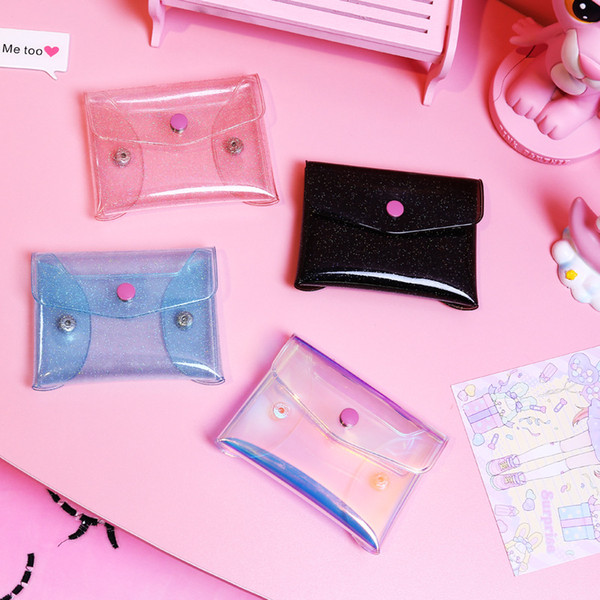 Pink Laser Coin Purses Transparent Money Bags Rainbow Jelly Change Wallet Coin Pouch Mini Clutch Cute Waterproof Card Holder For Girls Women