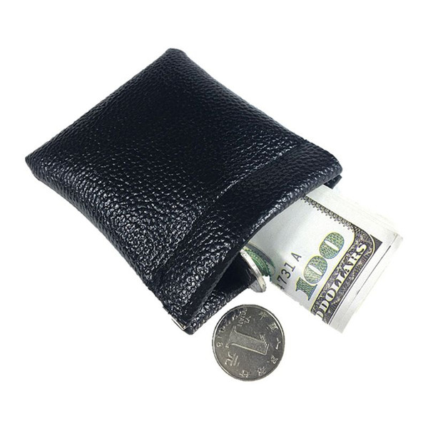 2pcs Soft Men Women Card Coin Key Pouch Holder Metal Spring Closure Leather Wallet Bag Purse