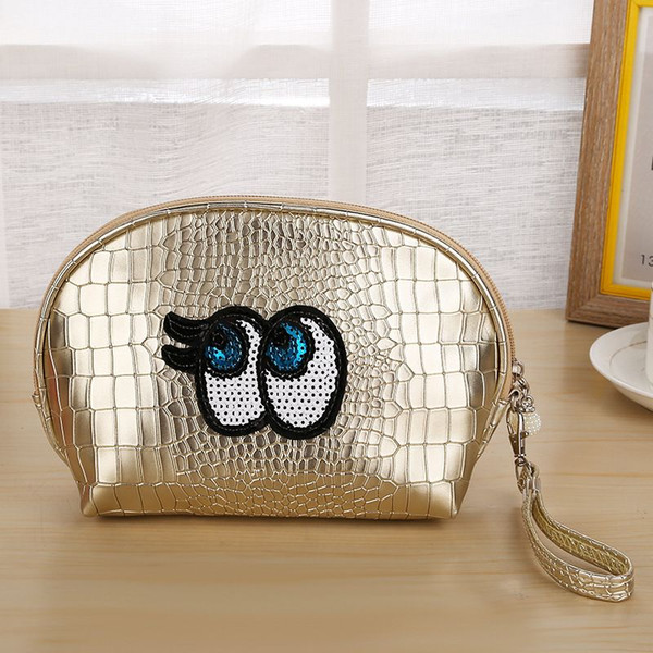 New PU clutch cartoon fashion handbags cosmetic bag creative coin purse eye pattern easy to carry