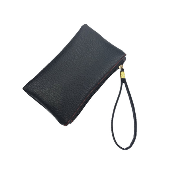 2019 New Fashion Solid Slim Men Women Key Wallets PU Leather Hand Bag Zipper Clutch Coin Purse Phone Wristlet Black Handbag