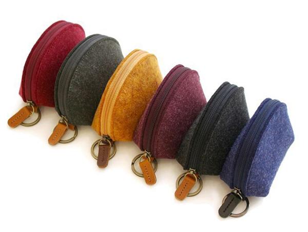 Fashion Wool Felt Coin Case Zip-around Key Holder Chain Ring Coin Key Credit Card Bills Purse Wallet Pouch Christmas Gifts 5 colors