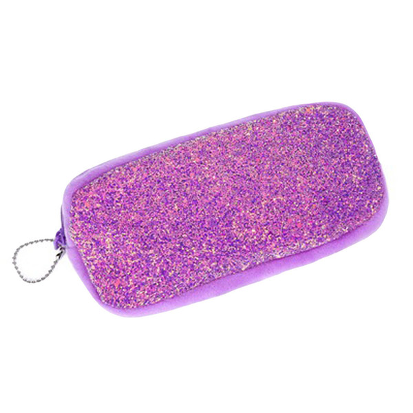 Women's Sequin Coin Purse PU Polyester Panelled Zipper Soft Flap Cylindrical Makeup Storage Bag Stationery Pencil Case Sac