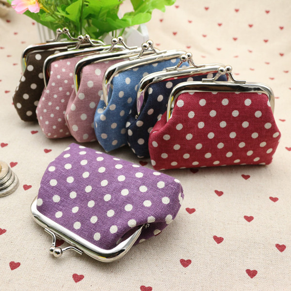 New Dots cotton and linen cloth art goods buckle zero wallets wedding cloth tower Christmas gifts change purse 1932