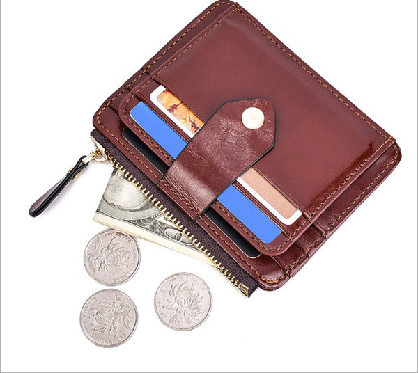 RFID Blocking Zipper Leather Small Compact Bi-fold Zipper Pocket Wallet Credit Card Case Purse With Id Window For Man and Women