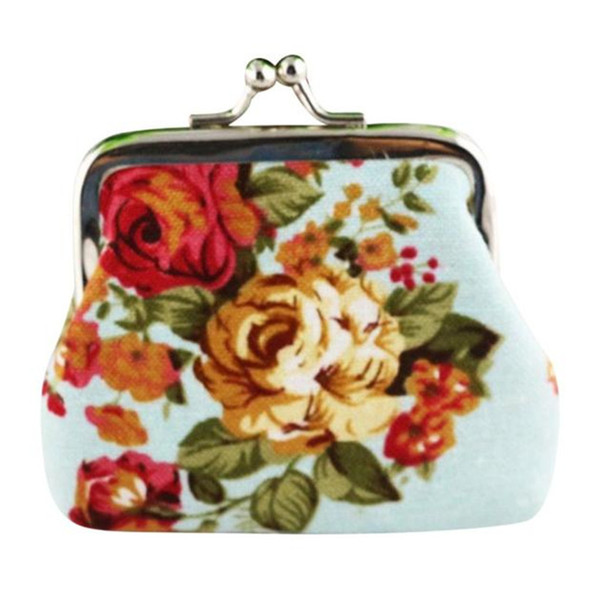 Hot Women Cute Coin Purse Retro Vintage Flower Canvas Small Wallet Girls Change Pocket Pouch Hasp Keys Bag Metal Bar Opening New