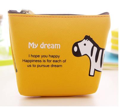 Cute Cartoon Coin Purse Kids Favor Animal Elephant Horse PU Leather Zipper Card Wallets Holder Bags For Children Gift Coin Bag 4Color