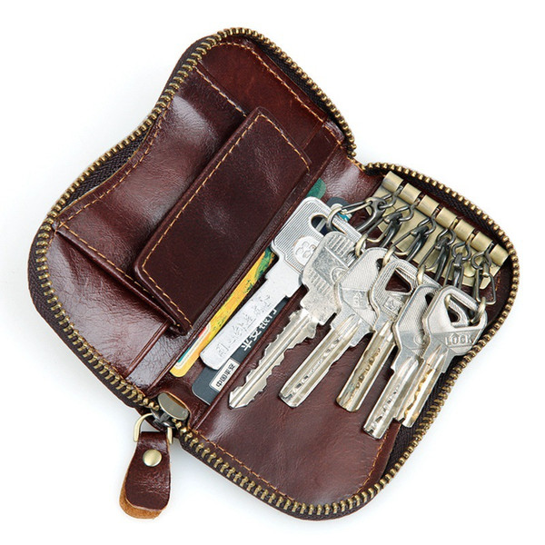 Key Wallet For Men And Women Genuine Leather Key Wallets With Coin Pouch MOQ 1 Piece 12x6.4 CM 0.08KG