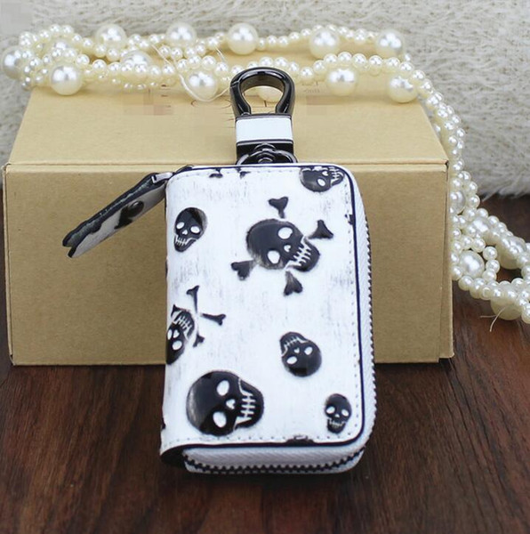 wholesale- 10pcs men women's Key Wallets Car key bag Genuine Leather Skulls fashion bag